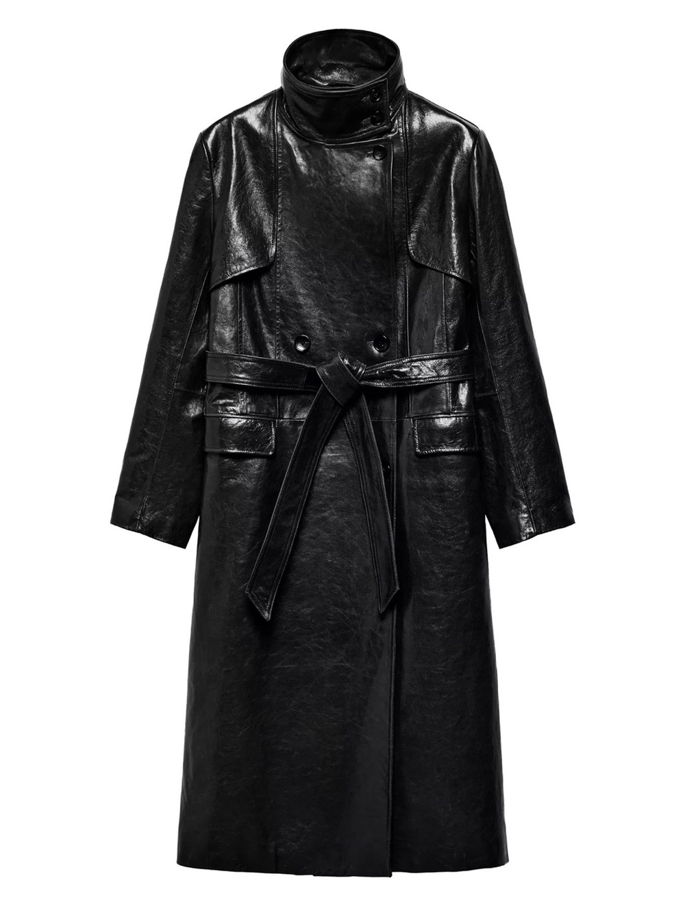 ZARA ZW COLLECTION LEATHER SHOULDER PAD TRENCH COAT
